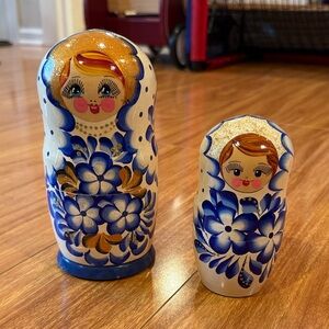 Blue and White Matryoshka Dolls